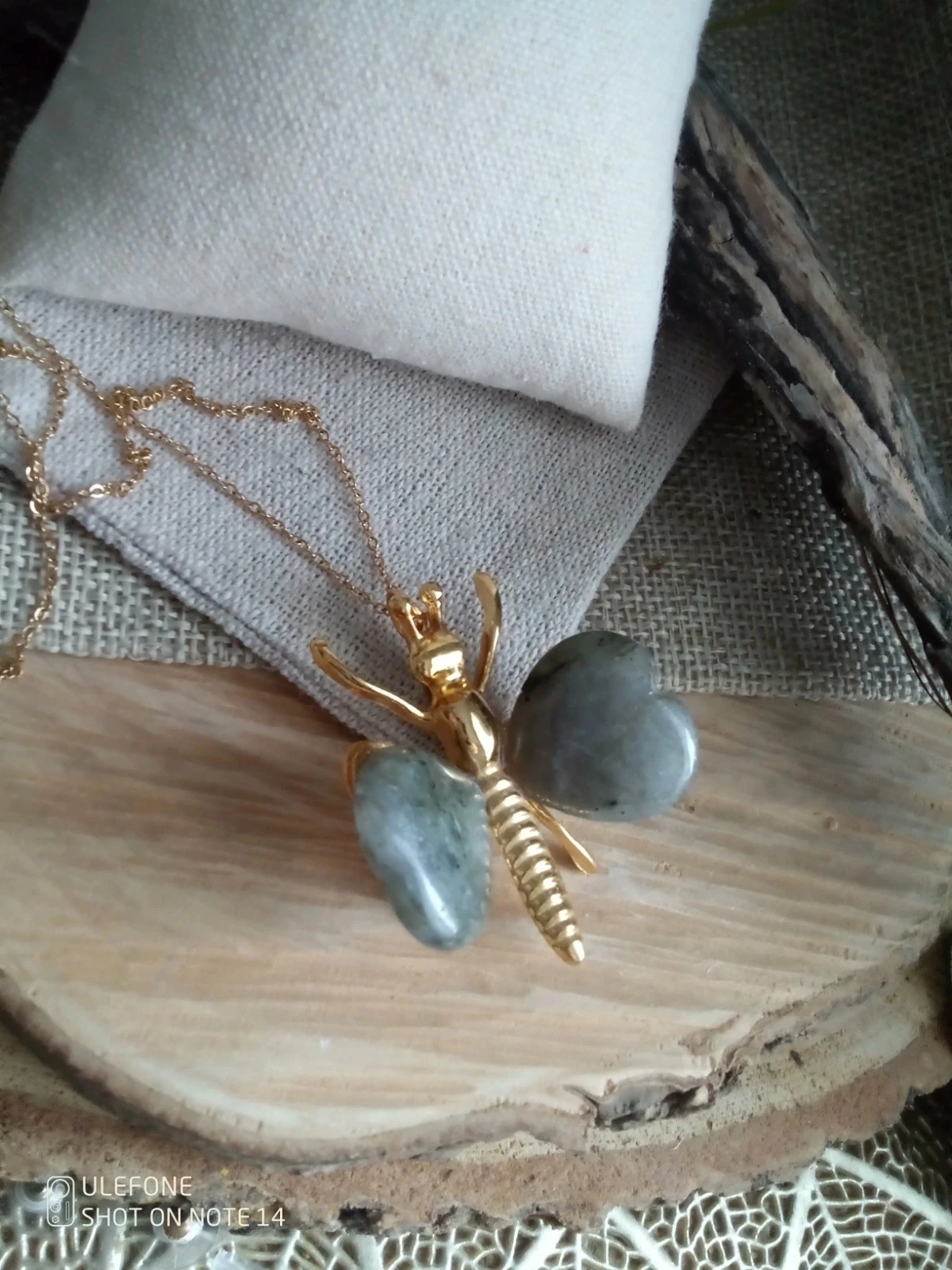 Collier papillon ailes en pierres de labradorite naturelle – photo 4